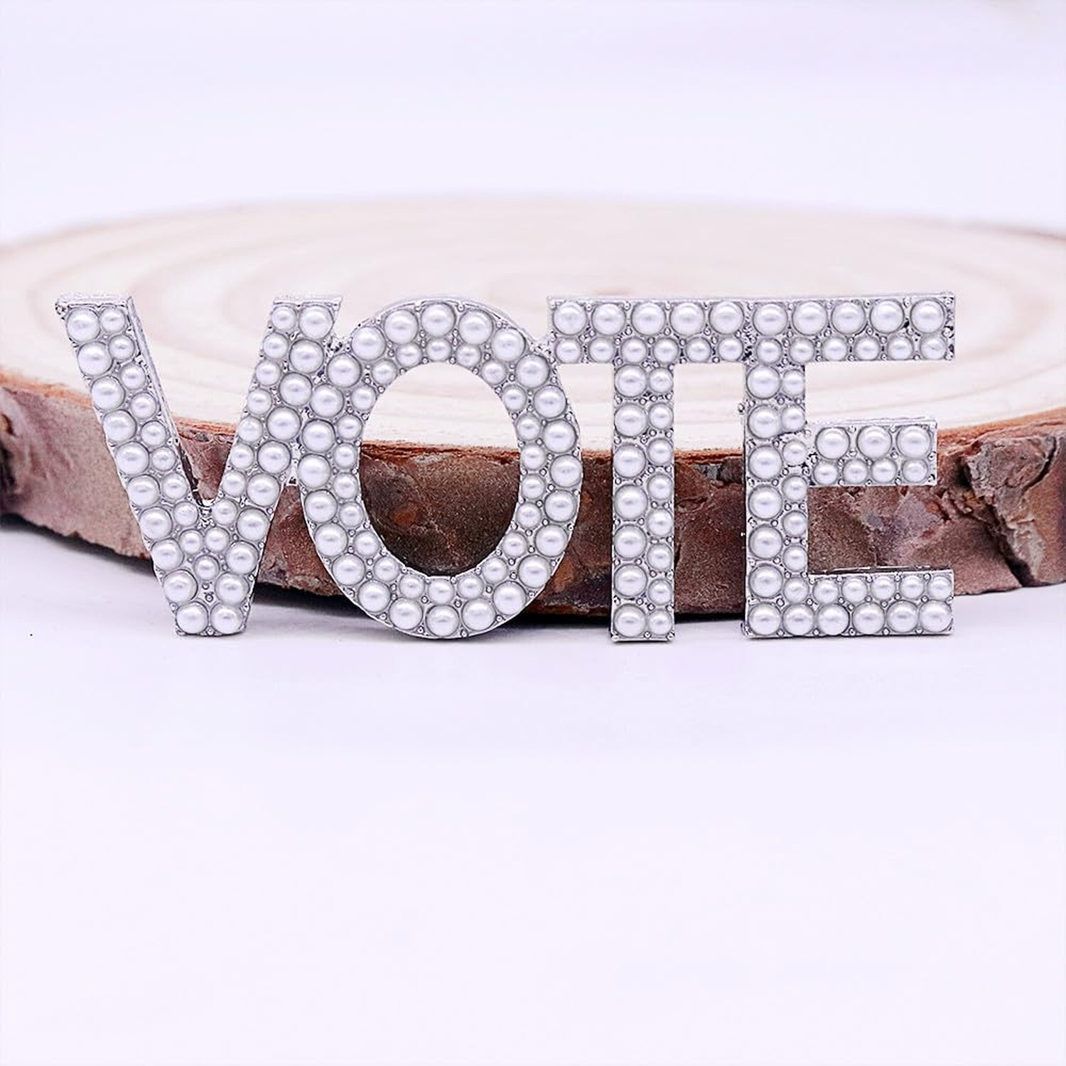 Social Gifts Pearl Letter Vote Pin Brooch Paraphernalia Graduation Jewelry