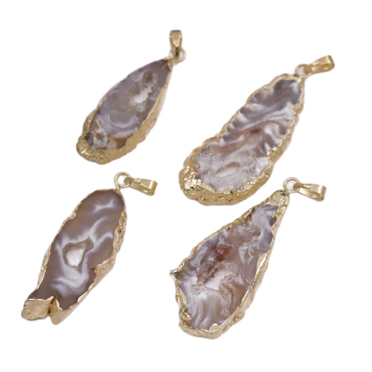 Lot 4 PCS 35mm-45mm Natural Druse Gray Agate Pendant Jewelry