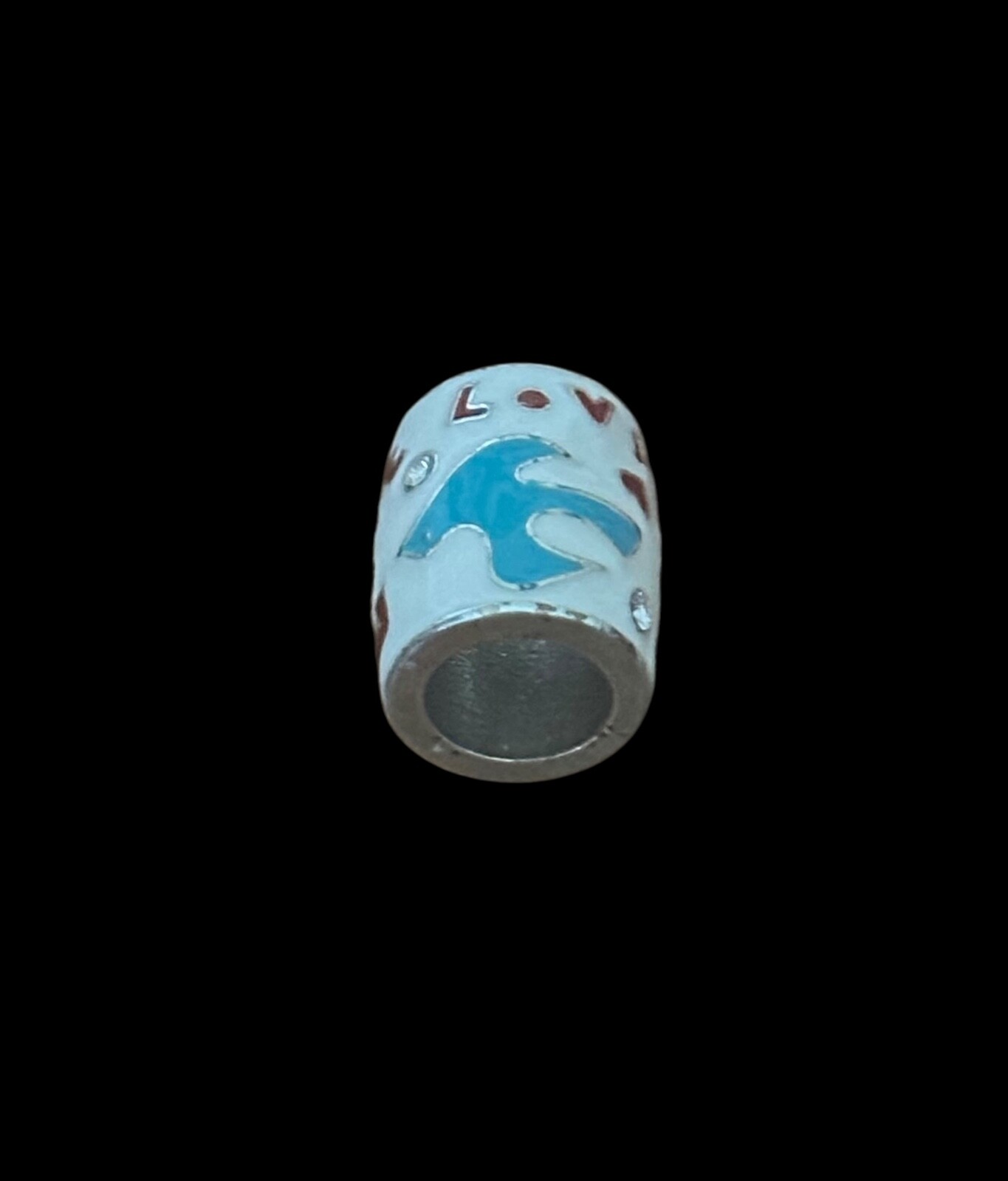 Brighton Fashionista Love Bird Spacer Charm- blue bird- red white- crystals