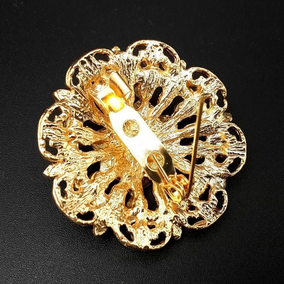 24pc Vintage Brooch Lot Mixed Alloy Rhinestone Crystal Pins Wedding Bouquet DIY