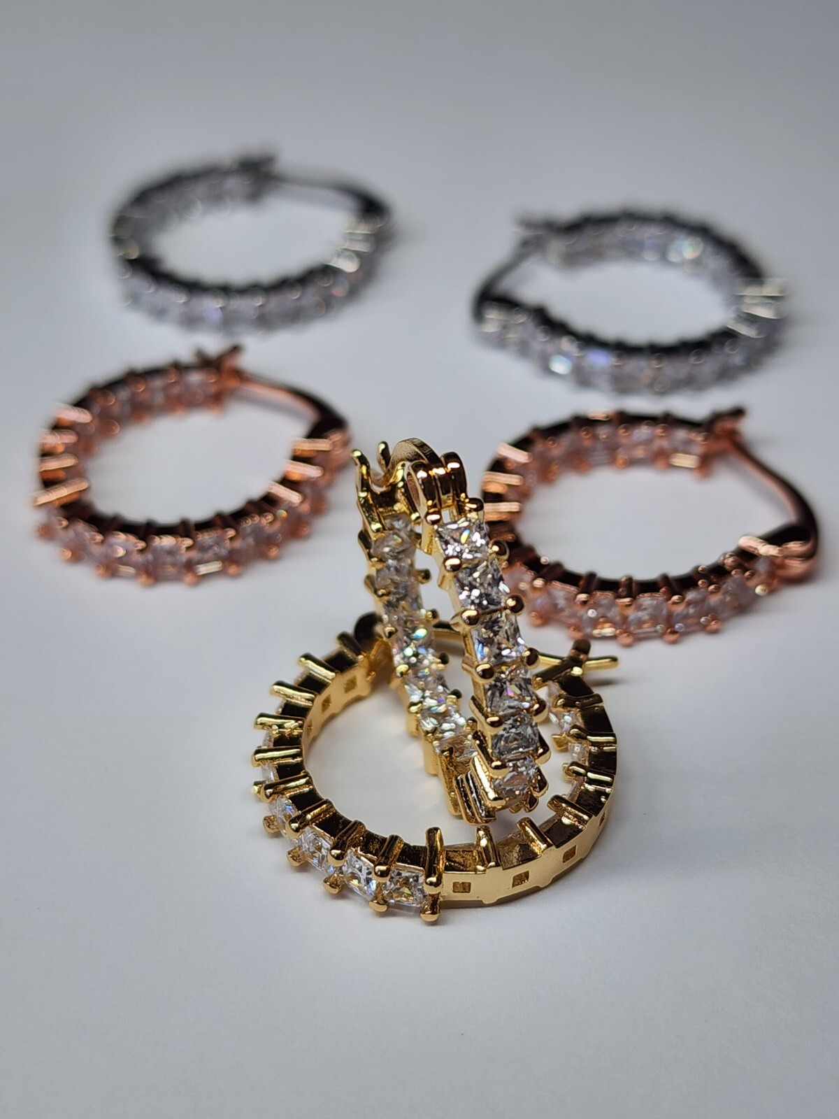 Gold Plated Hoop Earrings With Cubic Zirconia Unisex Hip Hop Jewelry Women, Men