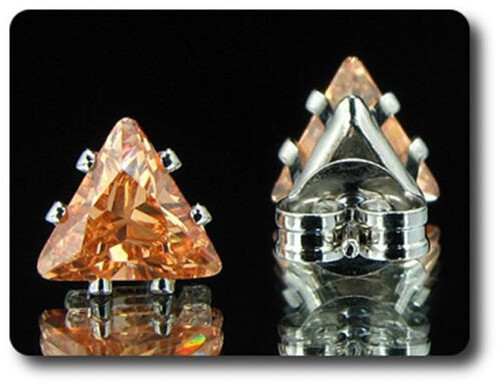 Earrings Orange Sapphire 0 3/32×0 1/4in Gold Plated White 18 K