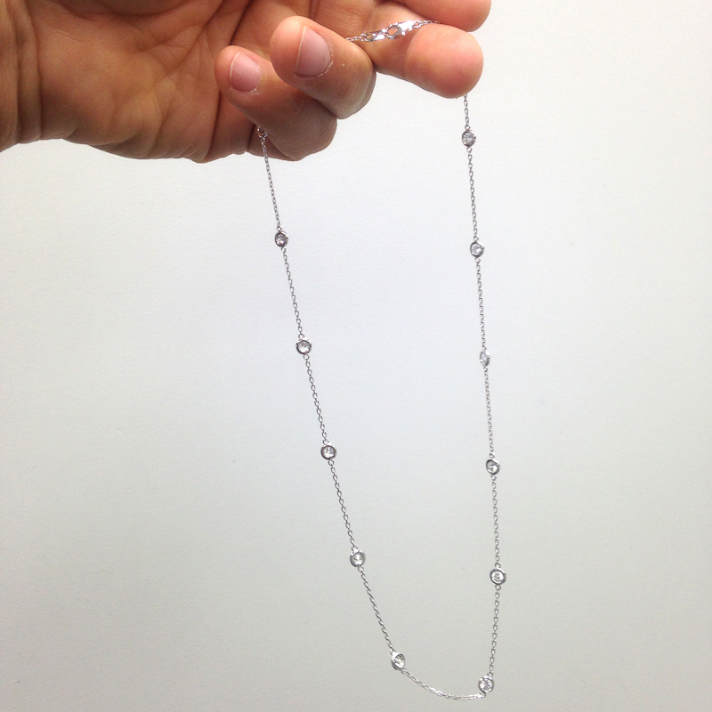 2 TCW 10 Station Necklace Diamonds By The Yard 100% Pure 14k Solid Gold E VVS1