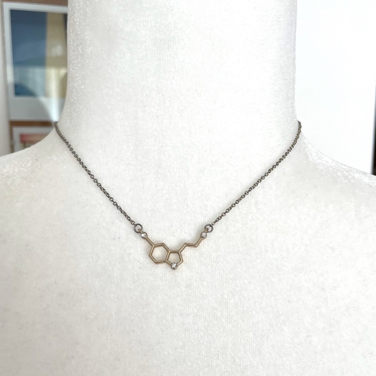Serotonin Molecule Necklace With Gems