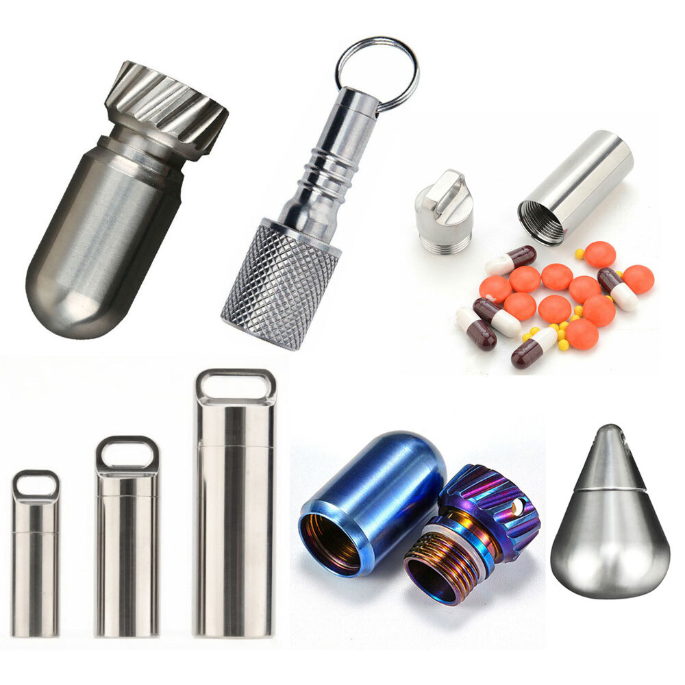 Pill Pendant Necklace EDC Capsule Medicine Box Case Capsule Outdoor Tool USA++