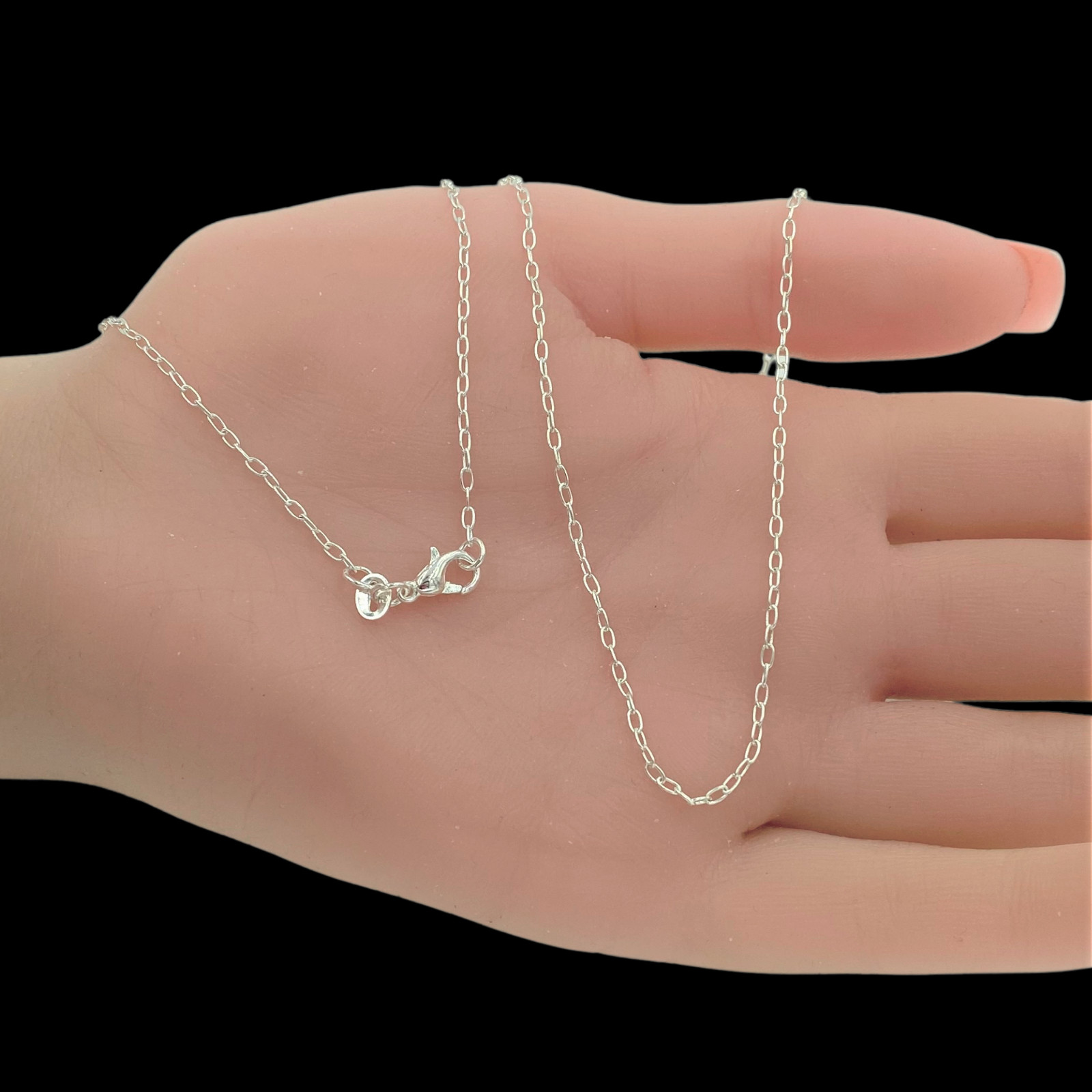 Italian 1mm Fine Link 18 Inch Chain Necklace Sterling Silver