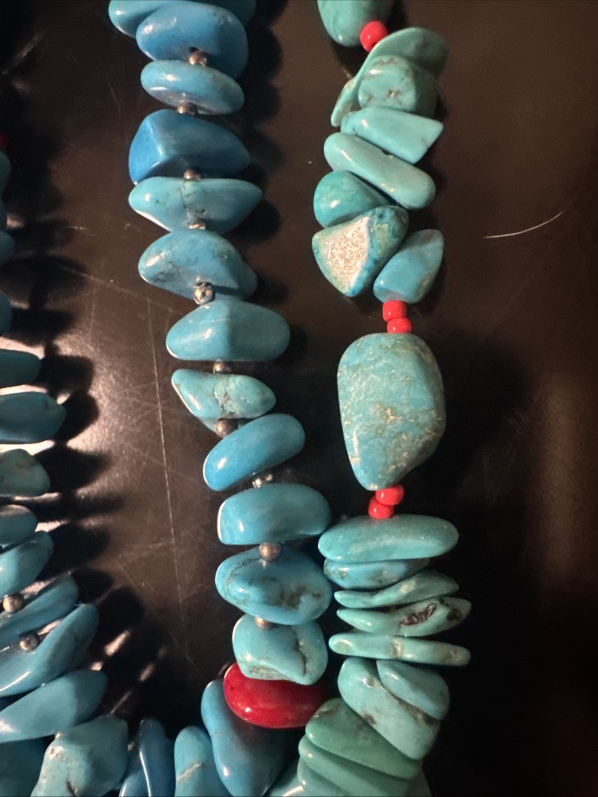 Block Turquoise Double Stained Necklace