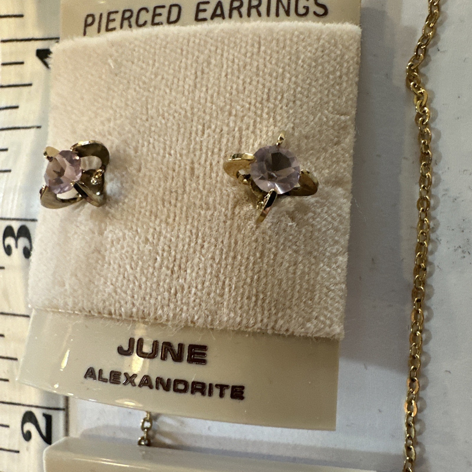 Alexandrite Necklace And Pierced Earrings Set June Birthday Stone