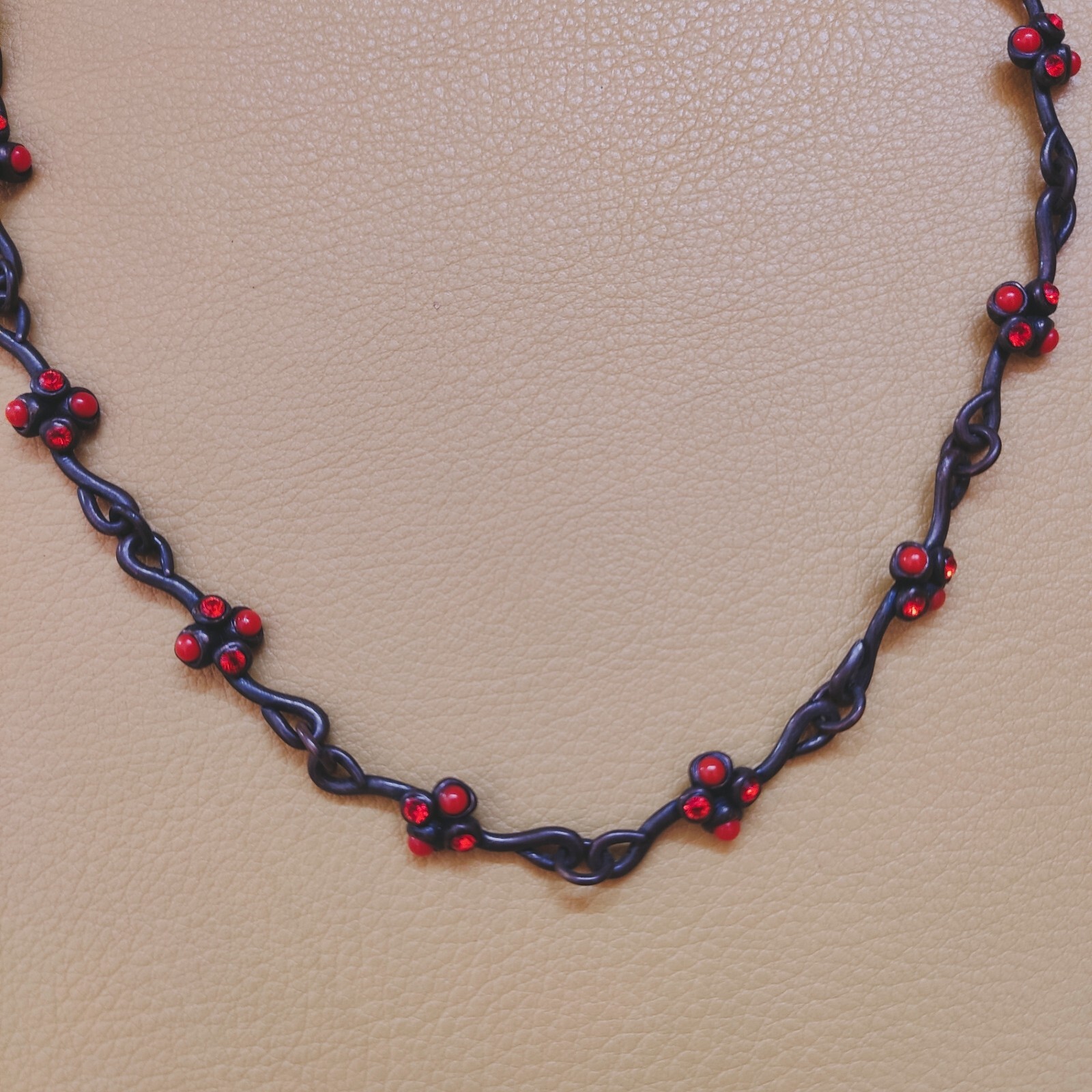 Vintage TaraTata France Fashion Custom Jewelry Necklace Orange Stones 18″ Long