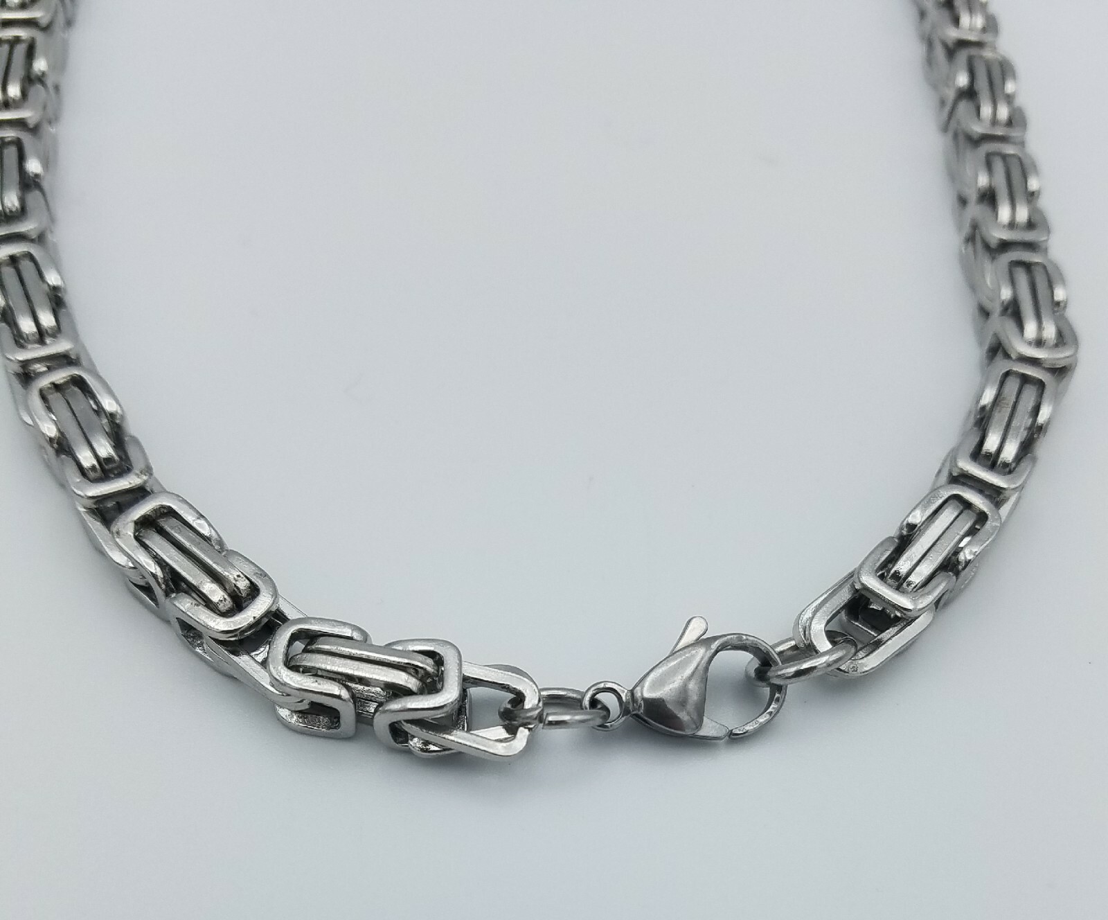 7″–44″ STAINLESS STEEL SILVER 6MM BYZANTINE TURKISH BOX CHAIN NECKLACE