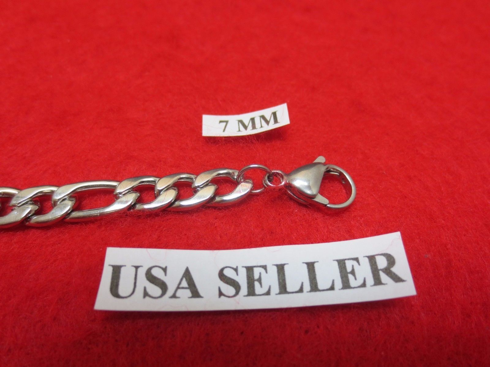 7/9 MM 7″-44″ STAINLESS STEEL SILVER DESIGNER FIGARO ROPE CHAIN NECKLACE