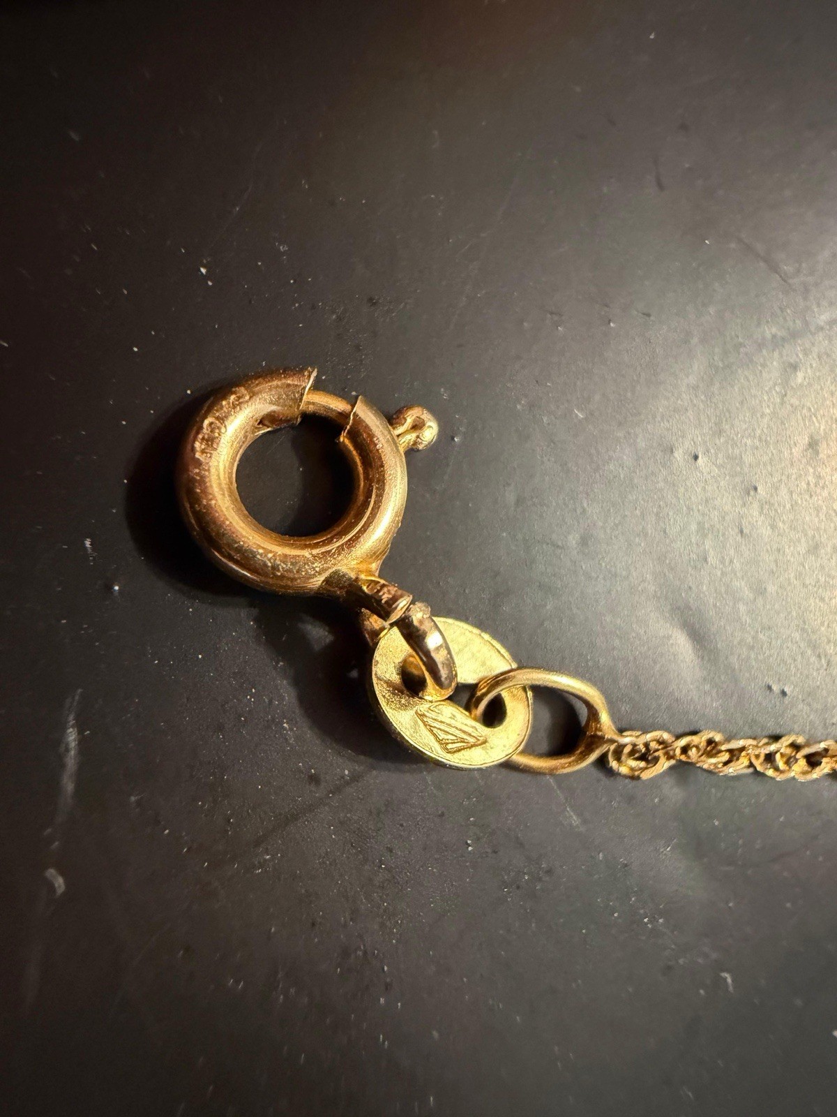 Italy 10k Yellow Gold Rope Chain Necklace Heart Charm 18in Spring Ring