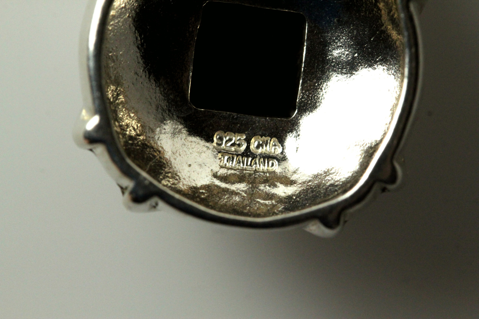 925 Sterling Silver and Copper Square Black Stone Pendant 13.1 Grams (PEN6847)