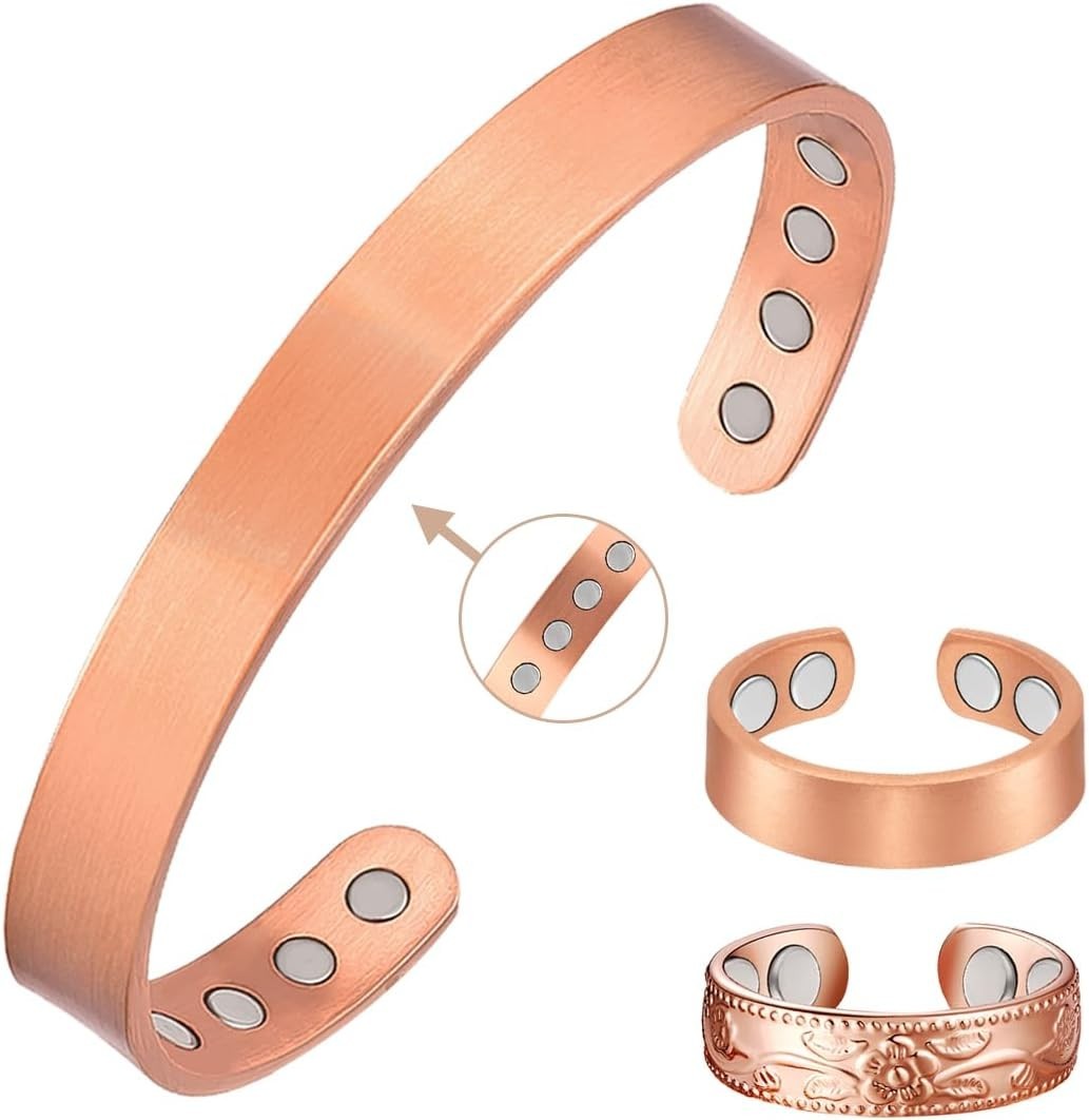 Copper Magnetic Bracelet for Women Ultra Strength Magnetic Bracelets 99.9% Pu…