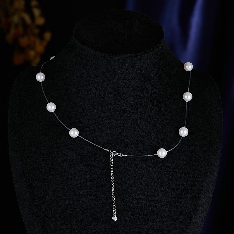 Minimal White Pearl Choker With Extender Chain Dainty Wedding Daily Necklet