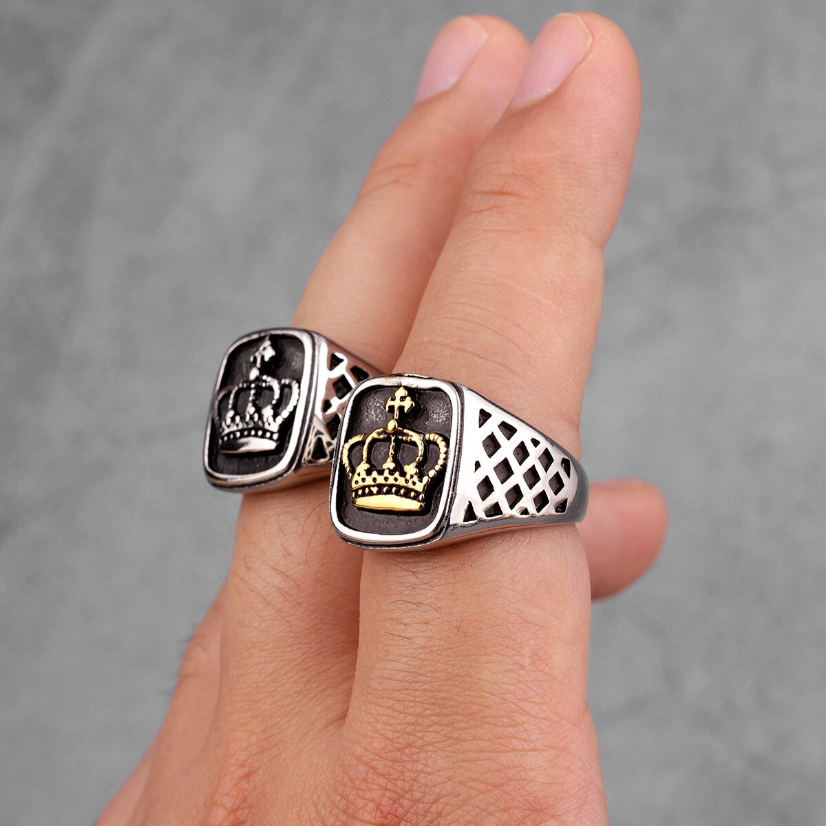 Crown Gold Silver Color Men Kings Rings Punk Hip Hop Trendy Cool Boyfriend Male