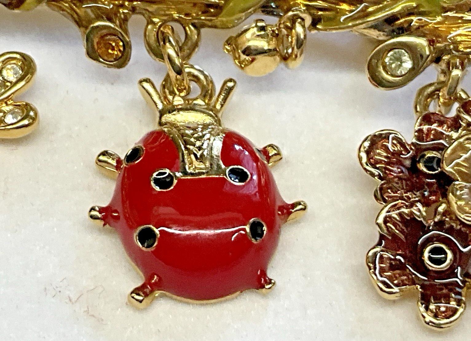 Broch Pin St John Enamel Sunflower Dragonfly Ladybug Rose Branch Charm