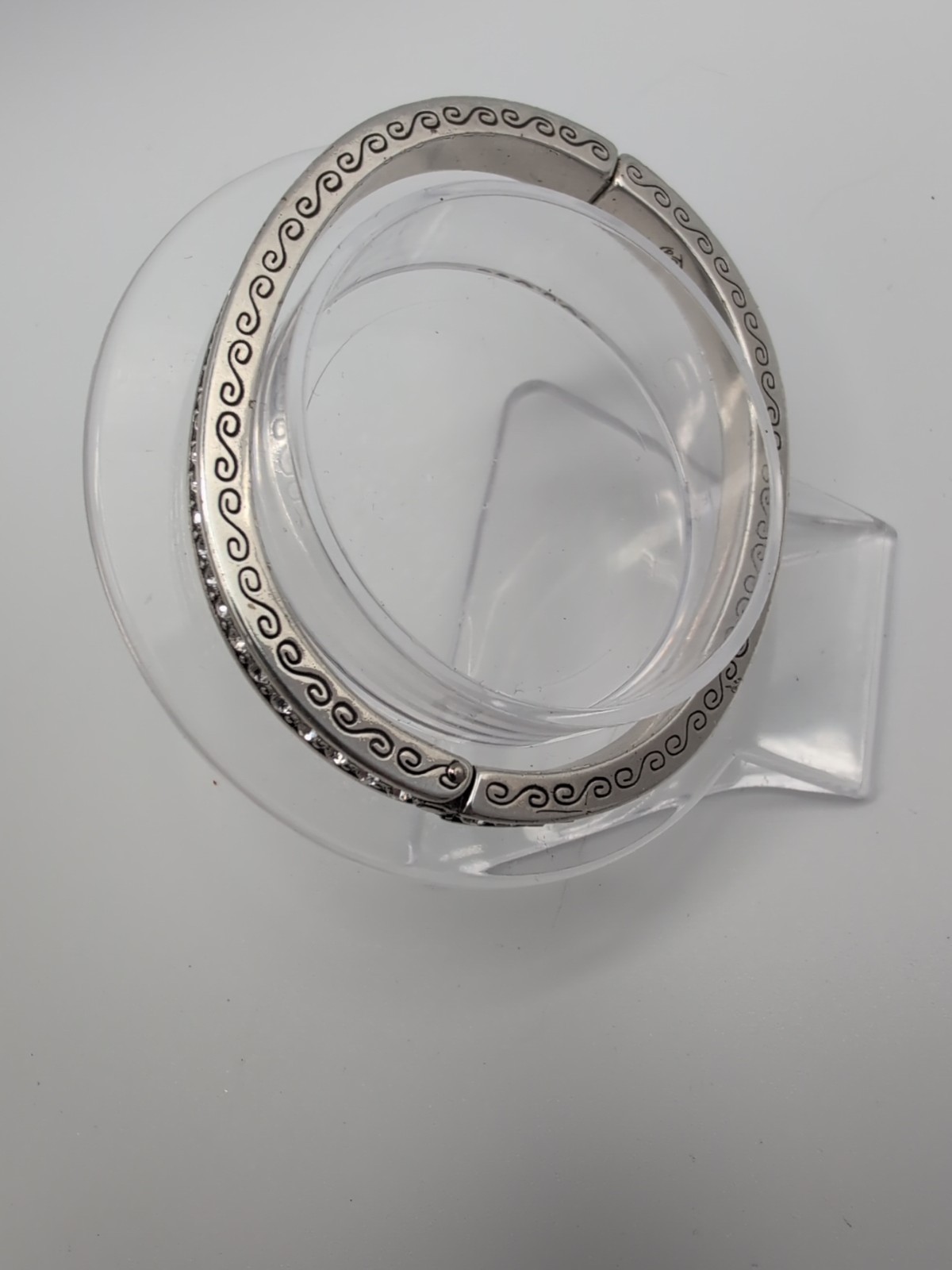 Brighton Secret of Love Silver Tone Hinged Bracelet Crystal Magnetic Closure