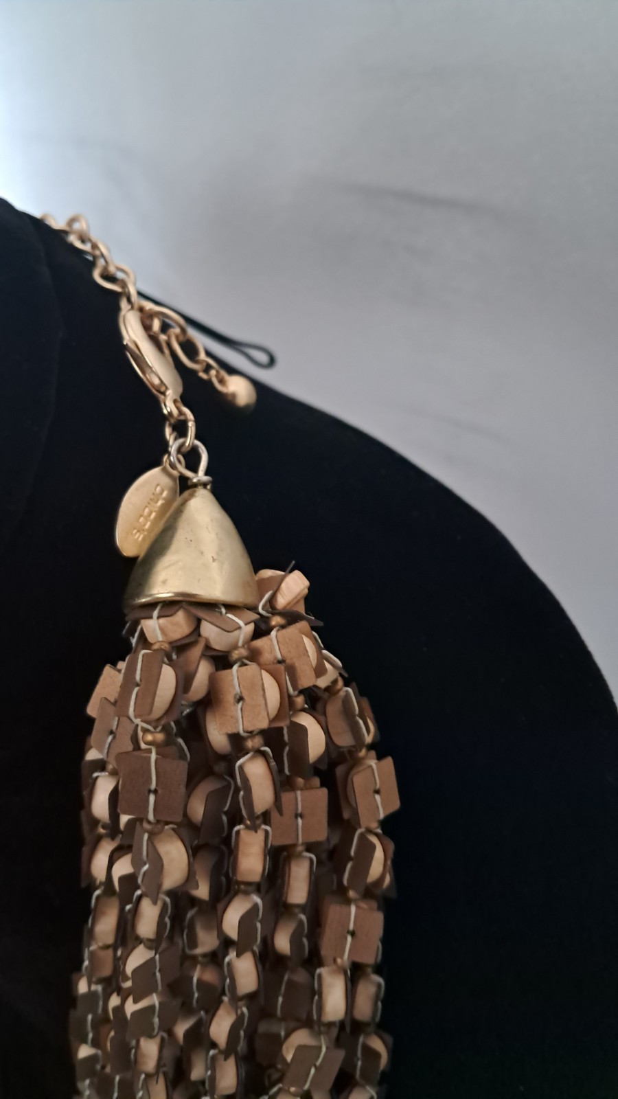 Chico’s Vintage Champagne Boho Chunky Long Beaded 15 Layer Statement Necklace