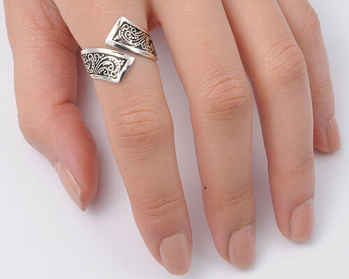Bohemian .925 Sterling Silver Spoon Ring – Bali Boho Swirl Filigree Band Ring