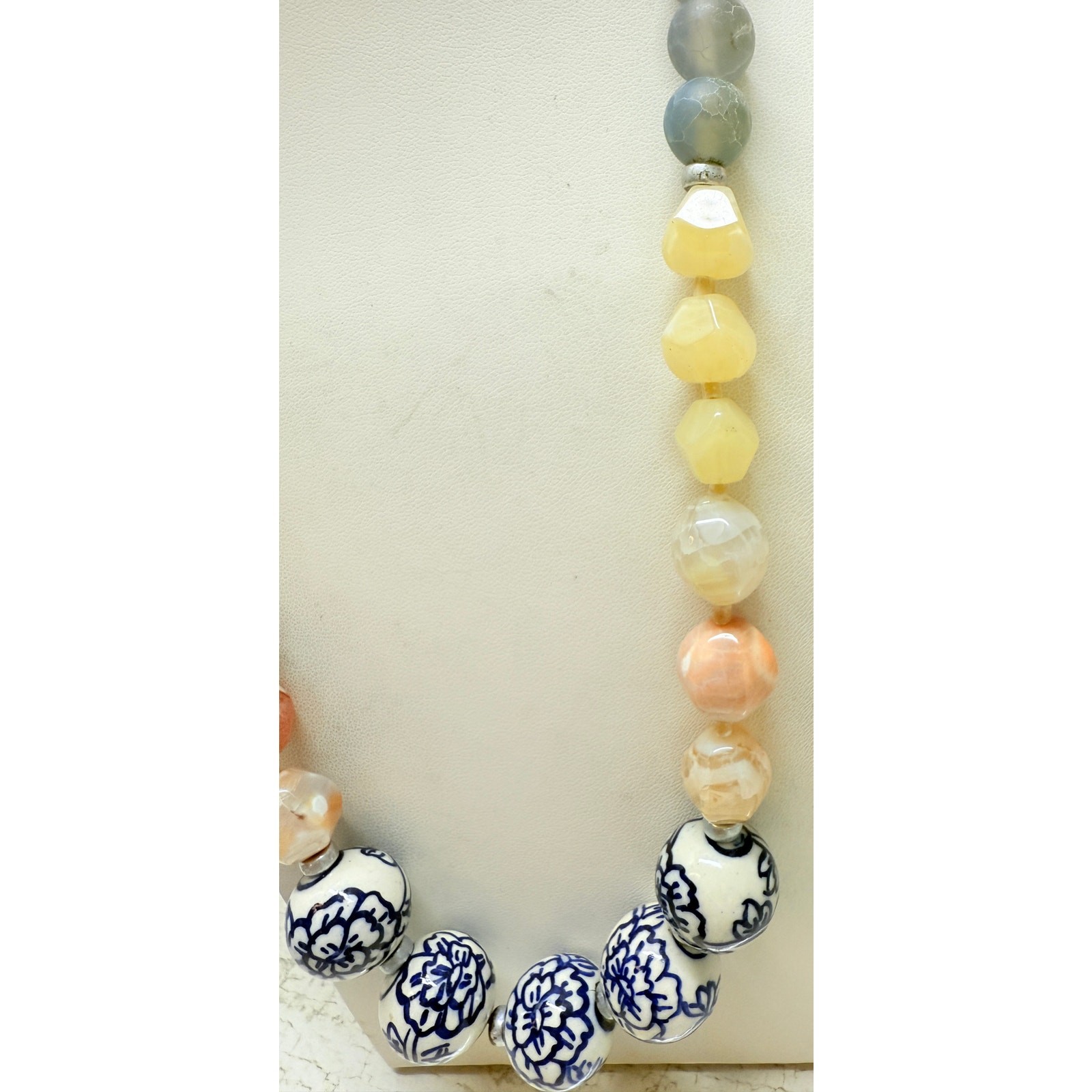 J. Jill Ceramic & Semi-Precious Stone Bead Adjustable Necklace