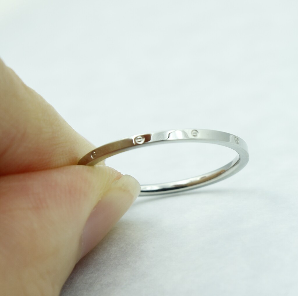 Women /Girl Gold Plated Titanium Stainless Steel Cubic Zircon Silver Ring 8