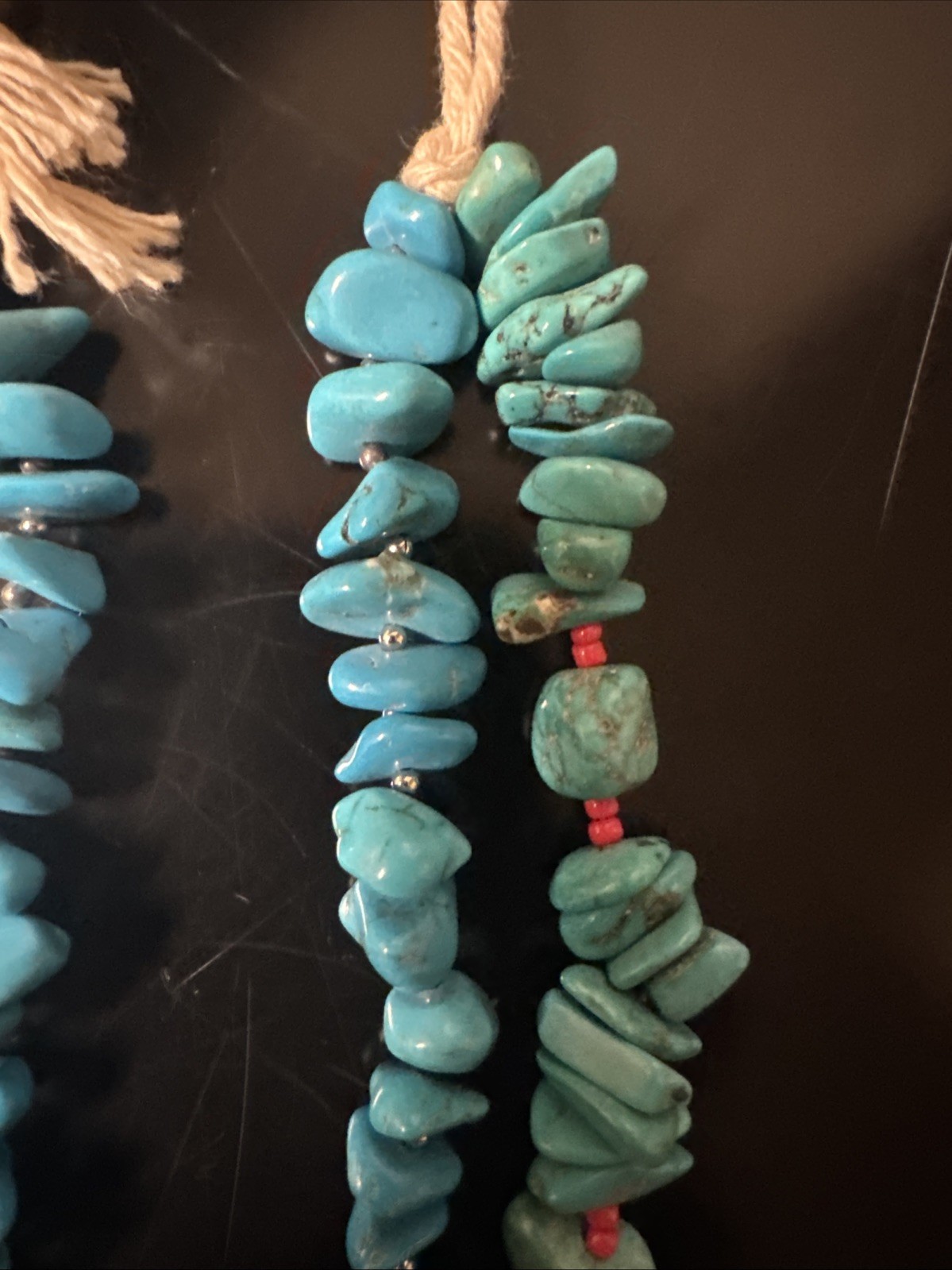 Block Turquoise Double Stained Necklace