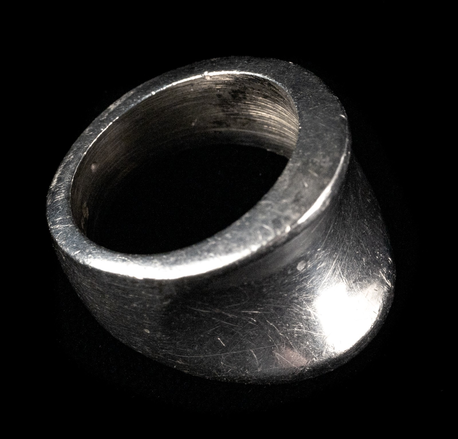 Chunky Concave 12g Sterling Silver Ring US Sz 5 23mm Mexico? USED Visible Wear