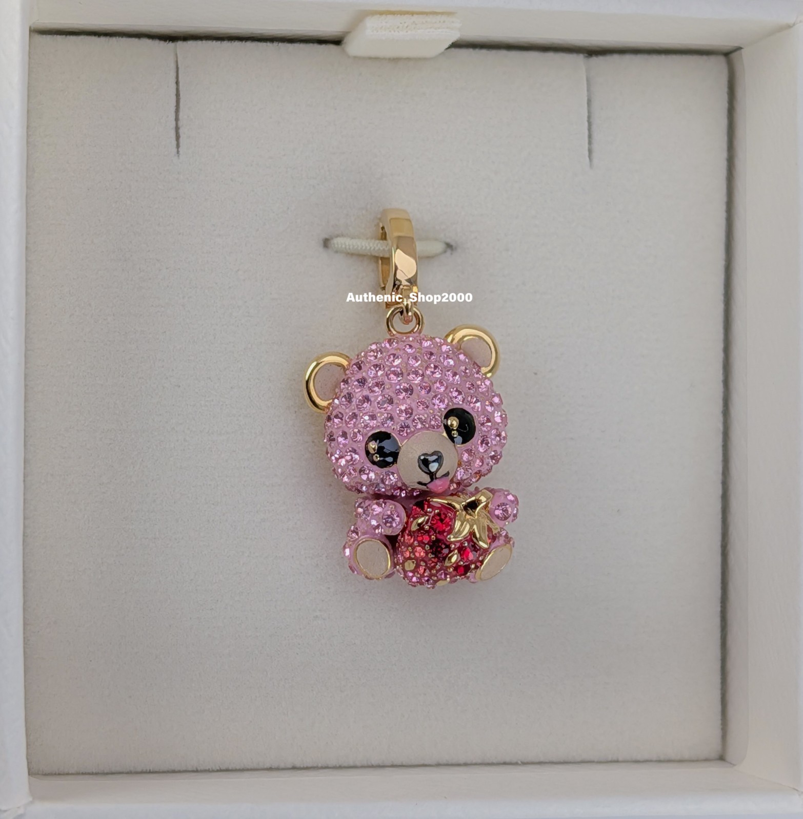 New 100% Authentic SWAROVSKI Pink Pave Teddy Bear Idyllia Charm Pendant 5738357