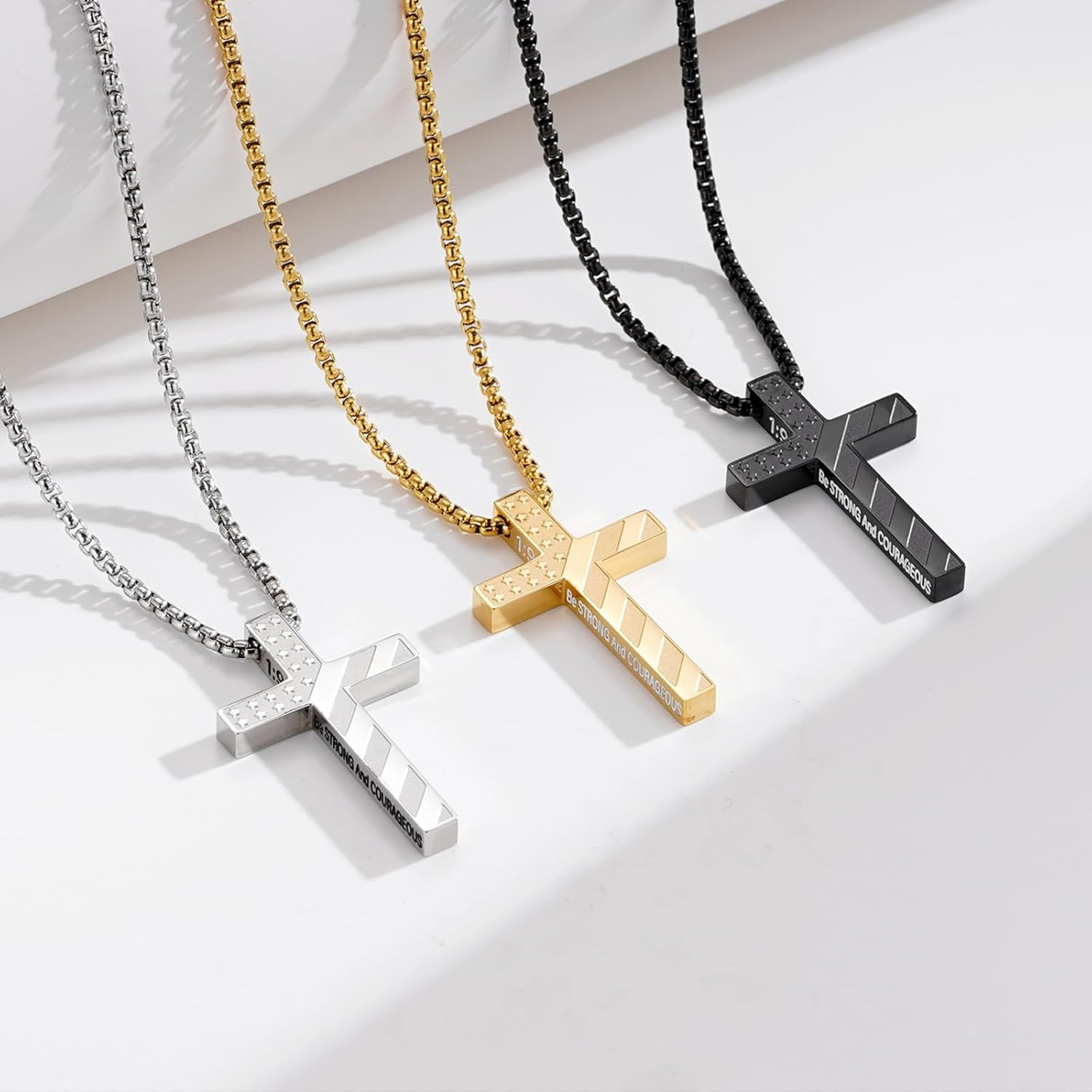 Fathers Day Gift – Cross Necklace for Men Boys, 316L Stainless Steel Chain Penda