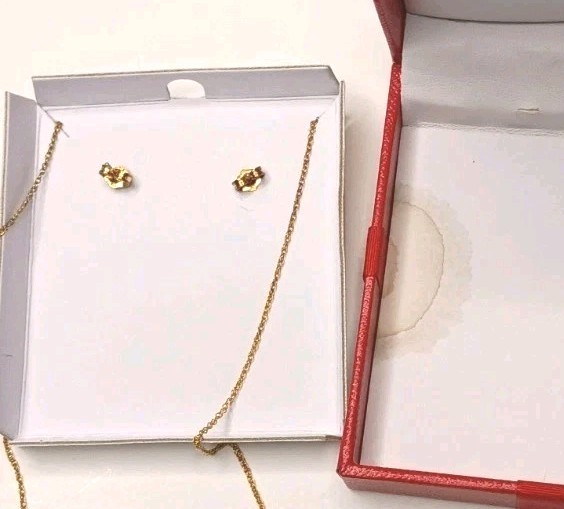 Necklace Earrings Set Bridge Gemstone Emerald 5/8 CT 14k Yellow Gold Over Silver