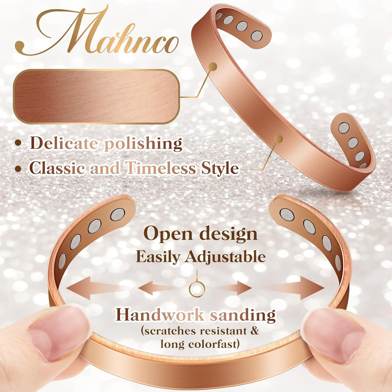 Copper Bracelets for Women Men: Lymph Detox Magnetic Bracelet, 100% Pure Copper