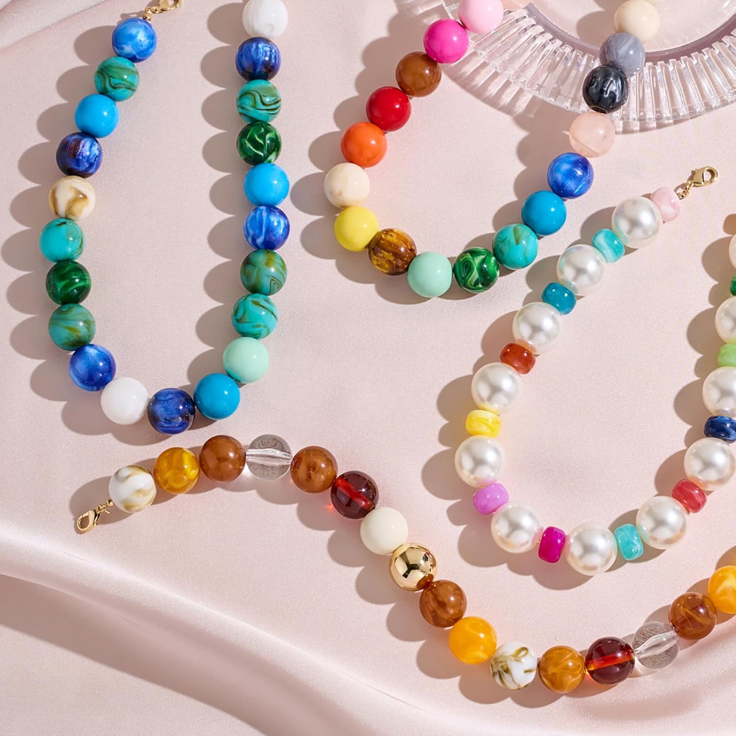 Colorful Chunky Necklaces for Women 20MM Large Oversized Resin Beaded Necklace B