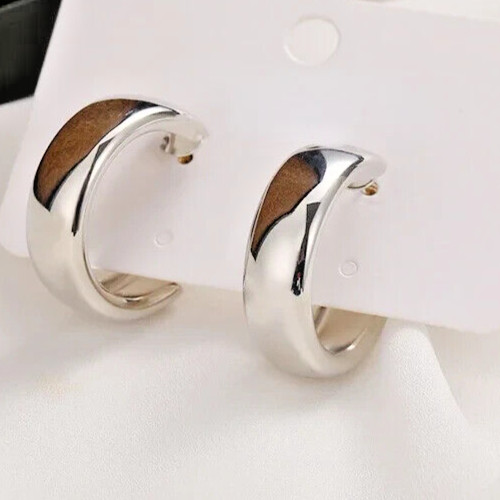 C shaped earrings silver or gold hoop huggie earrings lightweight comfortable
