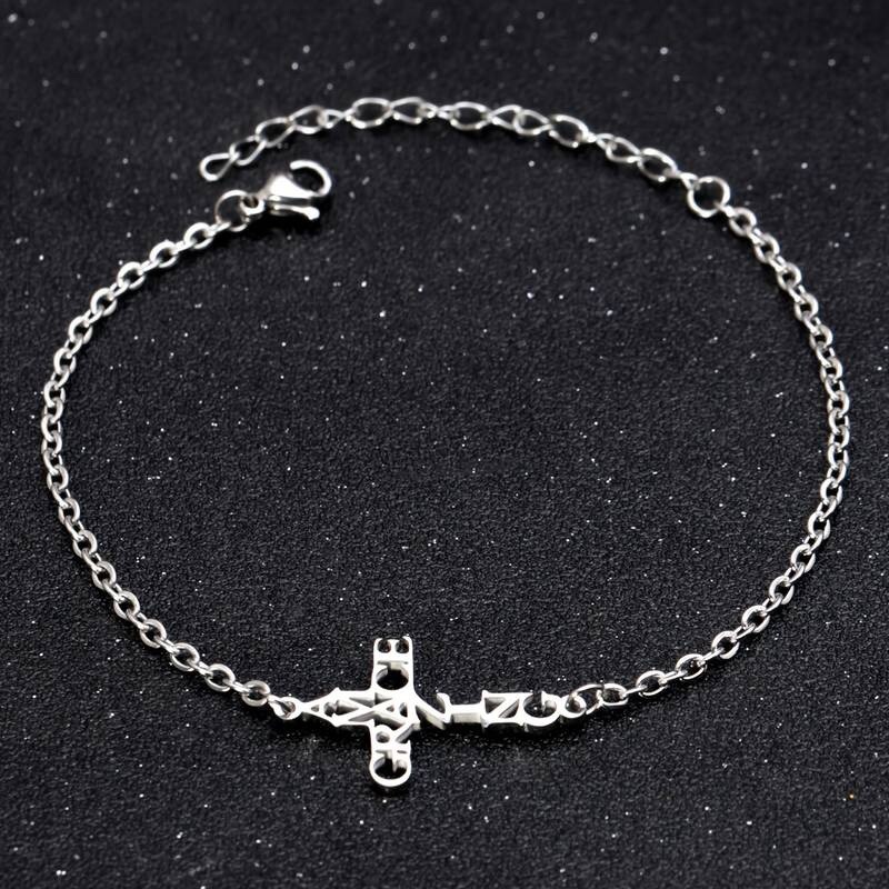 4 Religious Bracelets Faith Cross Letter Silver Stackable Adjustable Lot