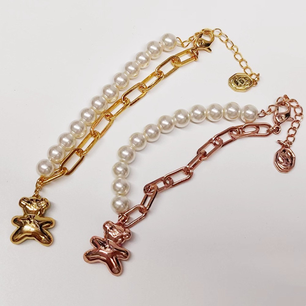 Luxury Childlike Teddy Bear Bracelet – Pearl Jewelry for Women