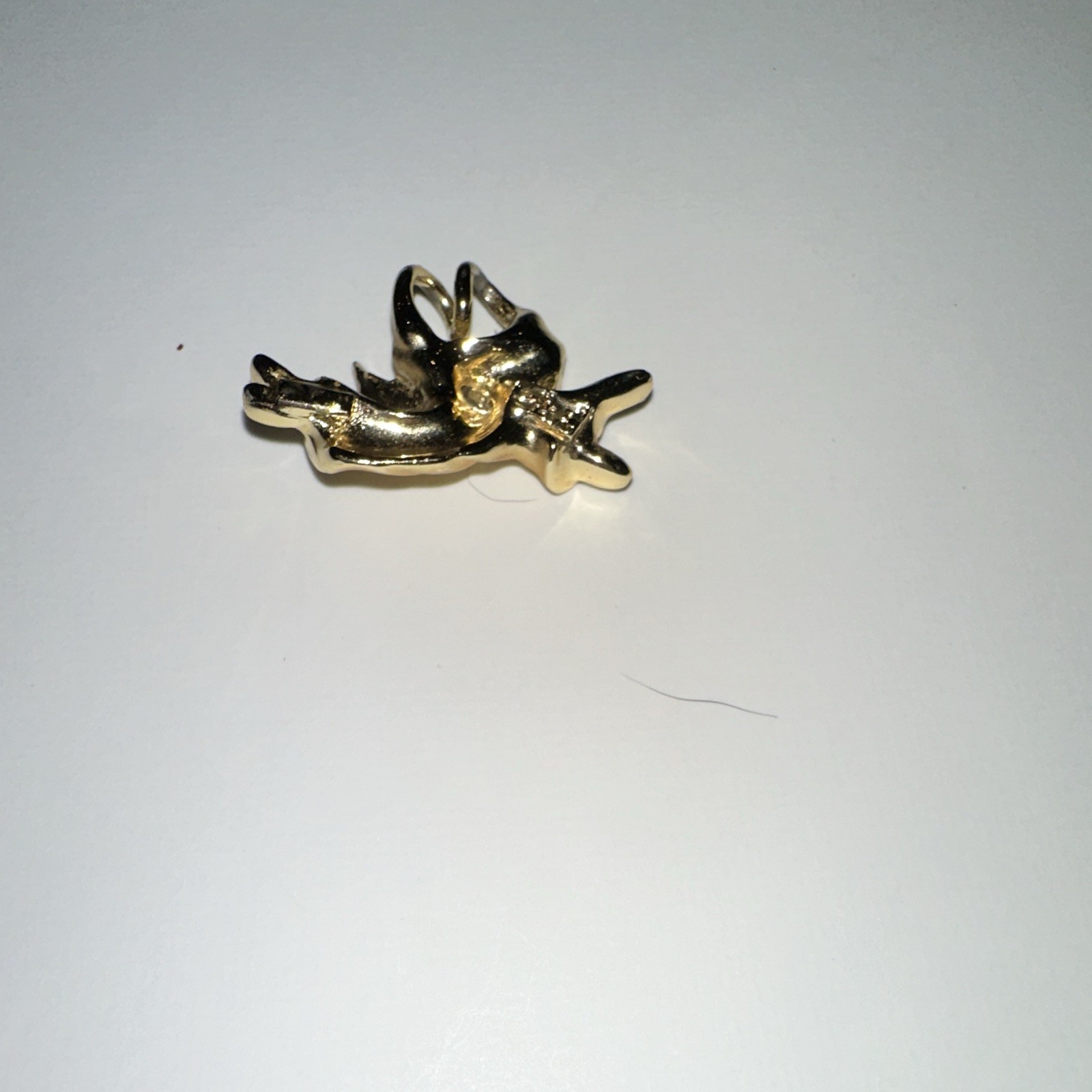 Vtg Gigi Giusti Gold Tone Flying Angel Lapel Pin Brooch Pendant Two Tone Signed