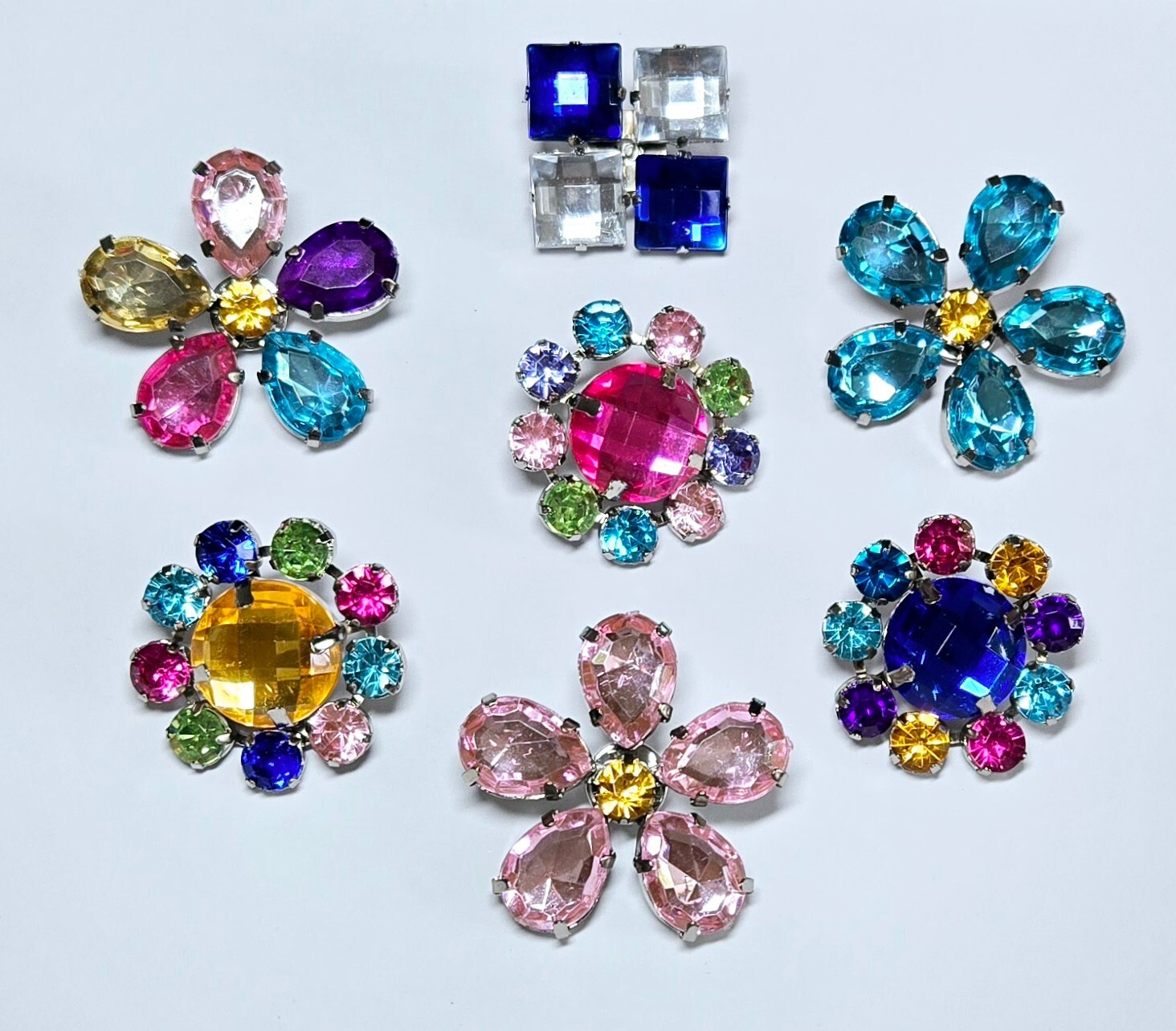 Brooch Lot Mixed Flower Colorful Multi Sample Lot 12 pcs Mix