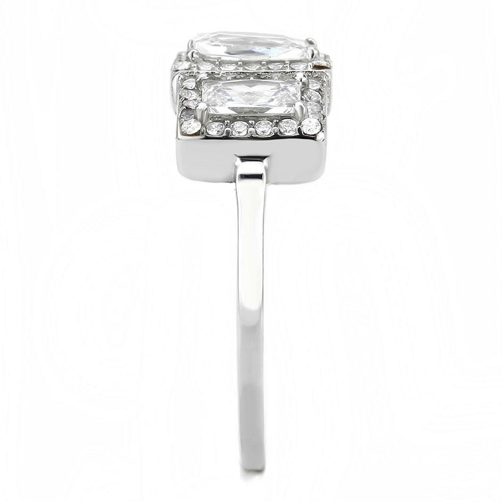 DA322 – No Plating Stainless Steel Ring with AAA Grade CZ in Clear