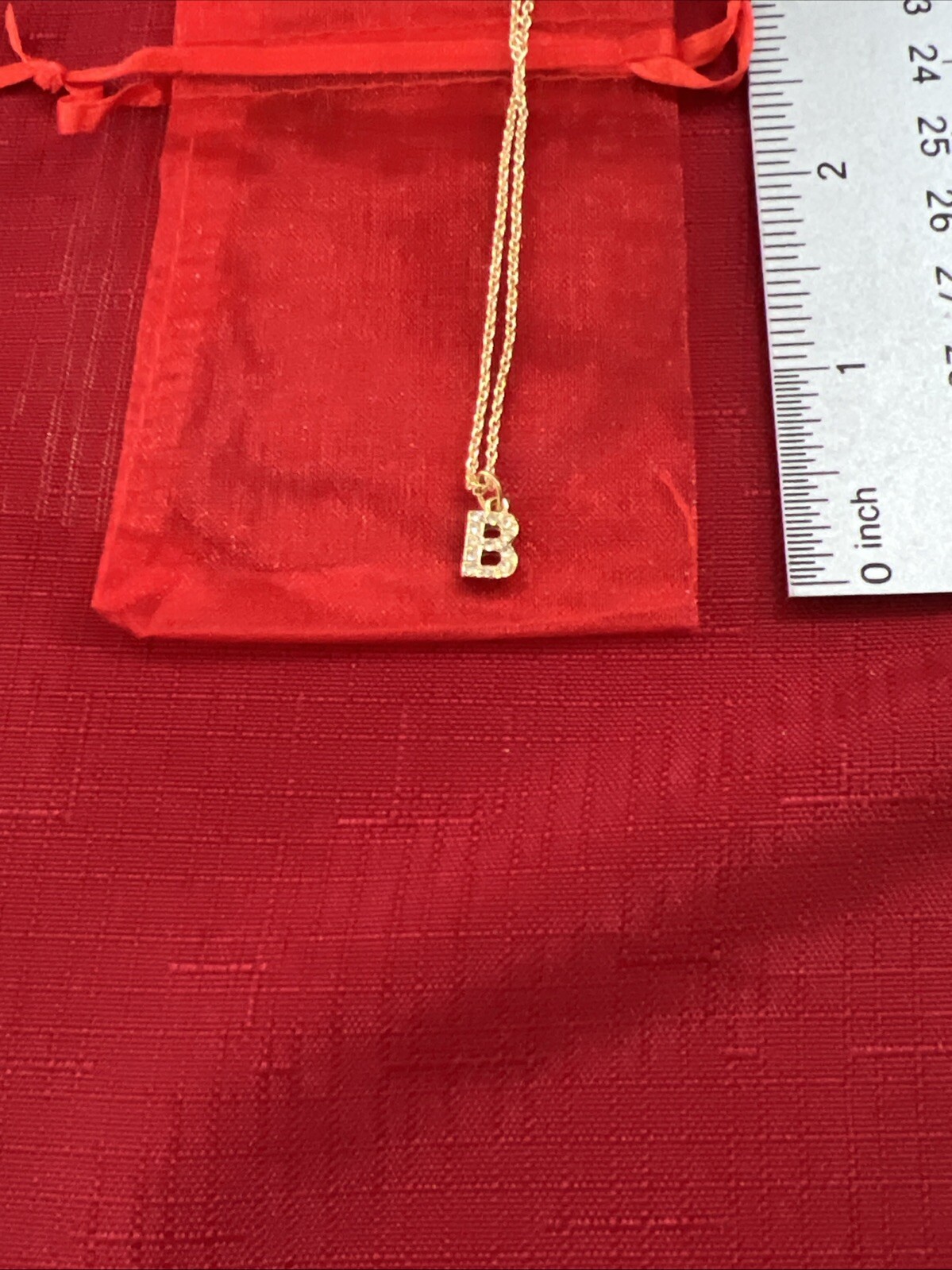 GOLD TONE INITIAL LETTER B RHINESTONES PENDANT NECKLACE NICKEL-FREE ADJUSTABLE