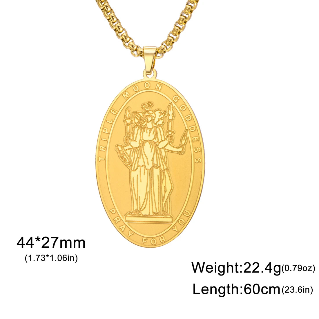 Stainless Steel Triple Moon Goddess Pendant Necklace Wheel of Hecate Amulet Gift