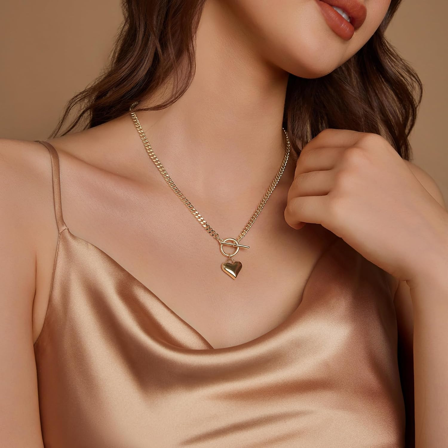 Heart Necklace for Women Gold/Silver Plated Trendy Heart Choker Lover Pendant Hy