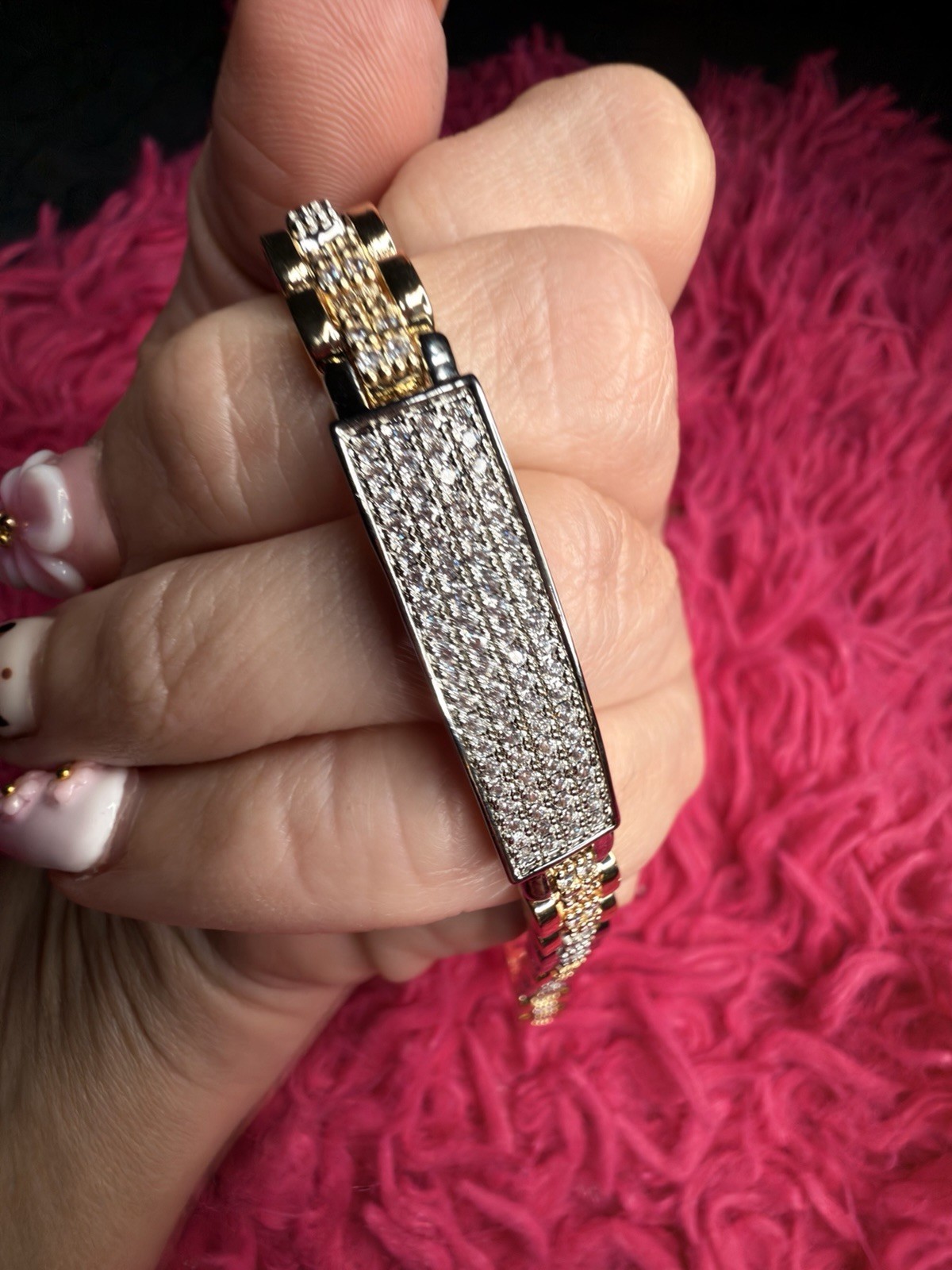 18K Brazilian Gold Filled CZ Bracelet & Hoop Earring Set | 7.5”