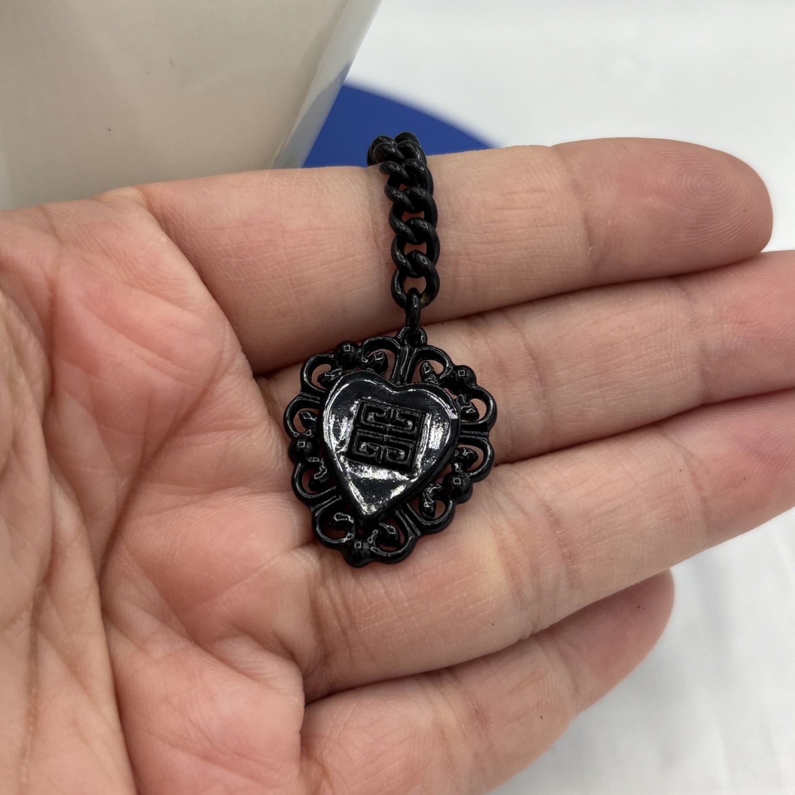 Givenchy Black Layered Chain Charm Necklace 26” Key Horseshoe Arrow Star Y2K
