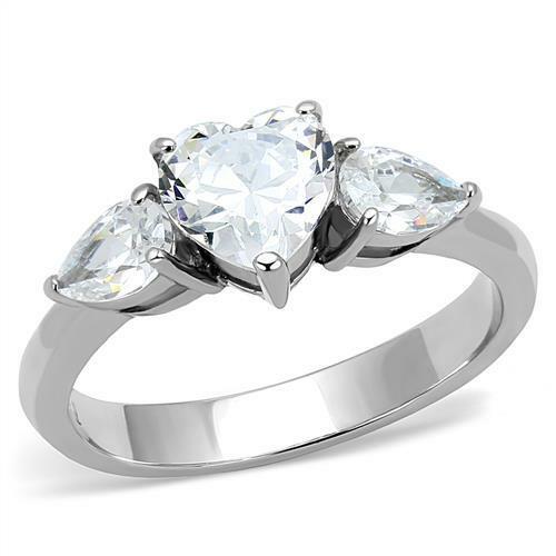 TK3138 – High polished (no plating) Stainless Steel Ring with AAA Grade CZ in