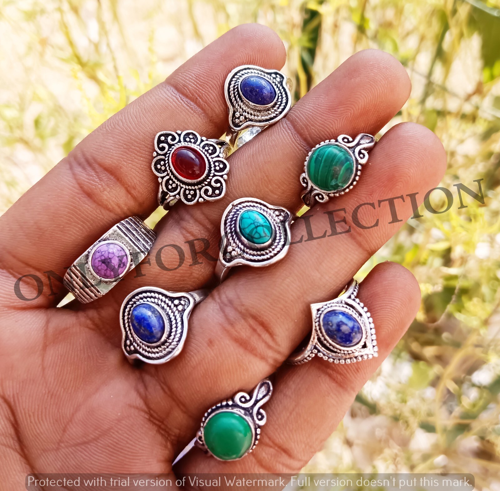 Sale Larimar & Mix Gemstone 925 Sterling Silver Plated Handmade 25 PCs Rings Lot