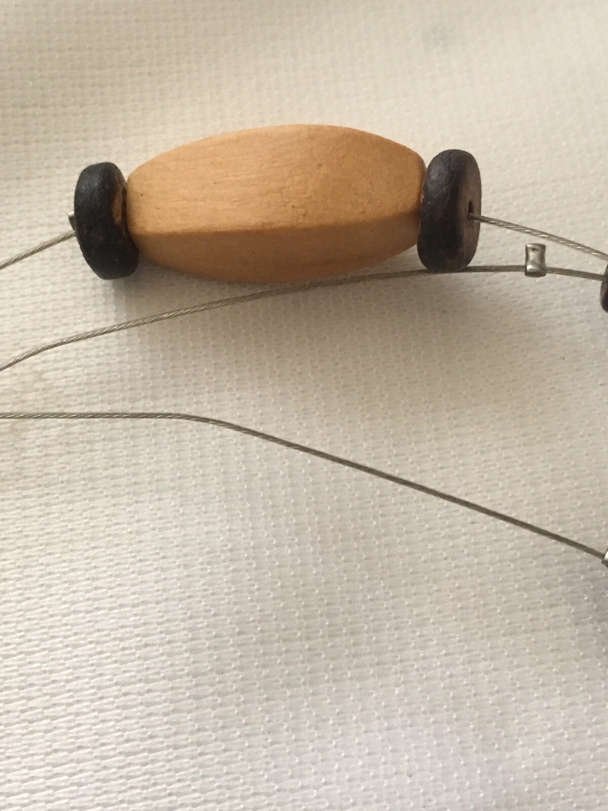 Earthy Minimalist Wood on Wire Necklace Lobster Clasp Unsigned 20”