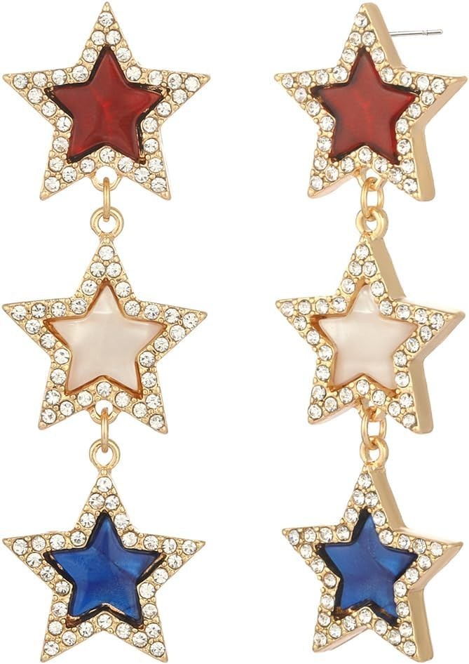 Americana Star Dangle Earrings | Lightweight Patriotic Jewelry for Any Occasion