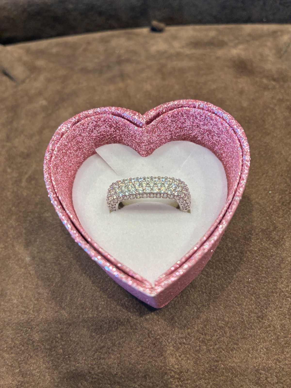 DIAMONIQUE x JENNIFER MILLER Squared Diamond Band Pave Ring ~ Sz 8 Sterling