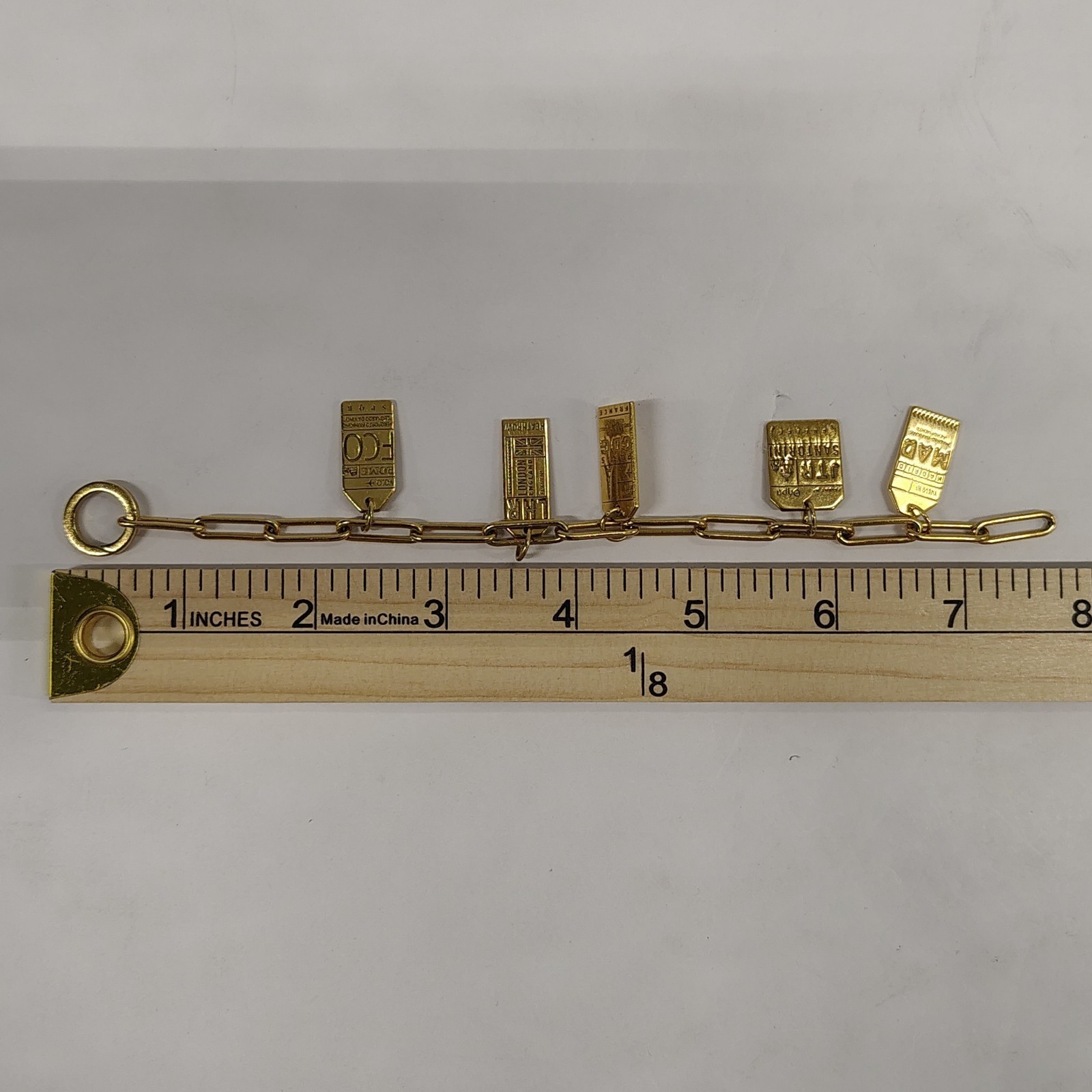Jet Set Candy JSC 925 Gold Vermeil The Daily 360 Luggage Tag Charm Bracelet 25g